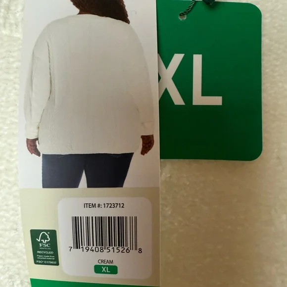 NWT, Orvis super soft, chenille, Cream Cable Knit Sweater - Picture 4 of 6